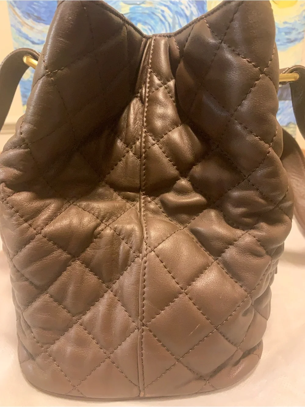 MCM Quilted Brown Leather Shoulder Bag Limited Edition - Picture 7 of 16
